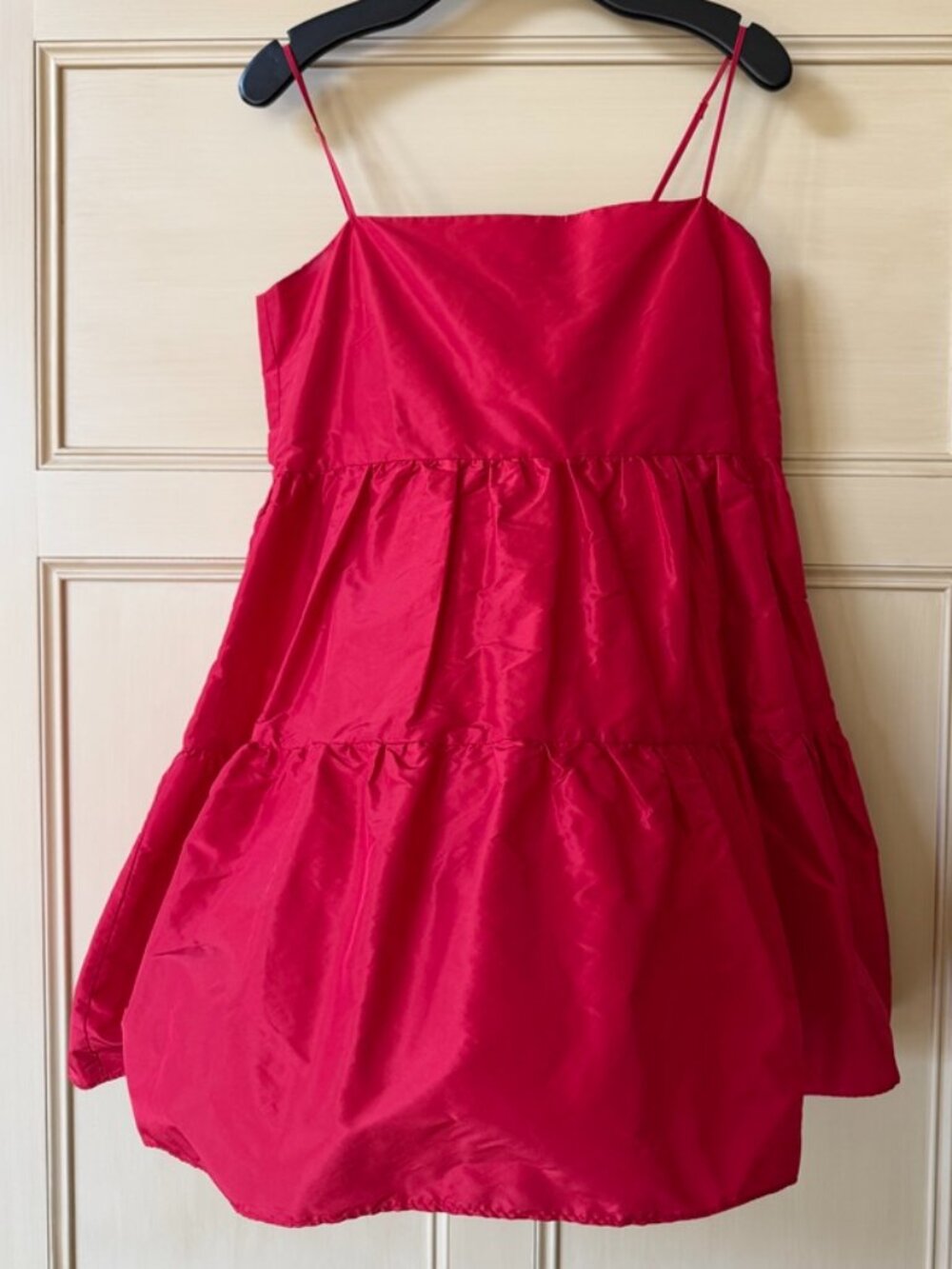 NWT- Cynthia Rowley Silk Taffeta Tiered Mini Party Dress in Cherry Red